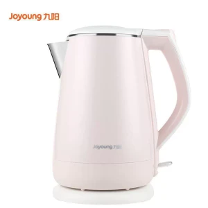 Electric kettle, double-walled, 304 stainless steel, 1.5L, pink, household use, no glue required.