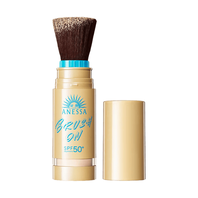 日本SHISEIDO资生堂 ANESSA安耐晒安热沙 完美金瓶防晒系列 刷头一体防晒粉饼 SPF50+ / PA++++ 定妆控油 12H持久抗汗抗摩擦 清爽哑光 敏感肌适用