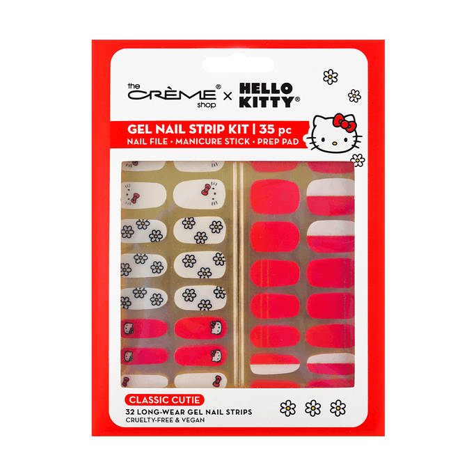 Hello Kitty Gel Nail Strips Kit Classic Cutie Long-wear 32pcs