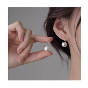 甄选好物 珍珠耳环999纯银轻奢小众高级感复古耳钩气质温柔耳饰1对