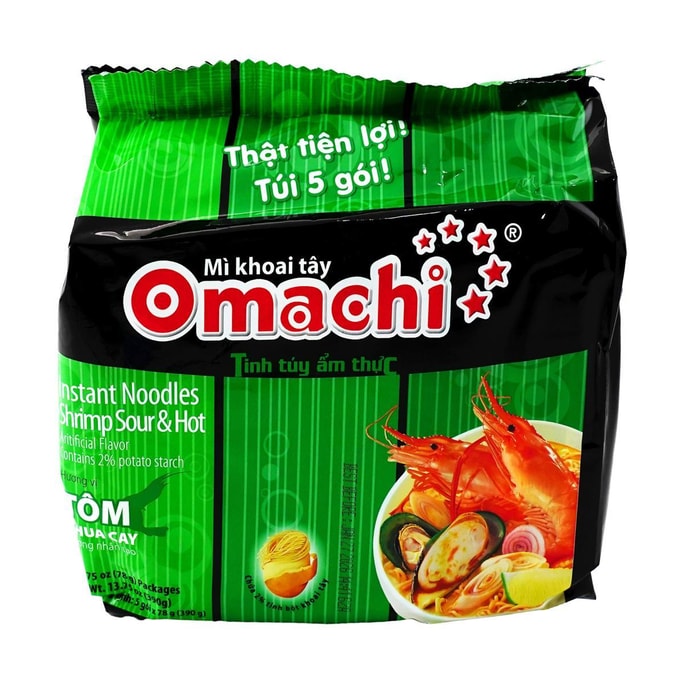 越南OMACHI 泡麵即食拉麵 酸辣蝦口味 78g*5包