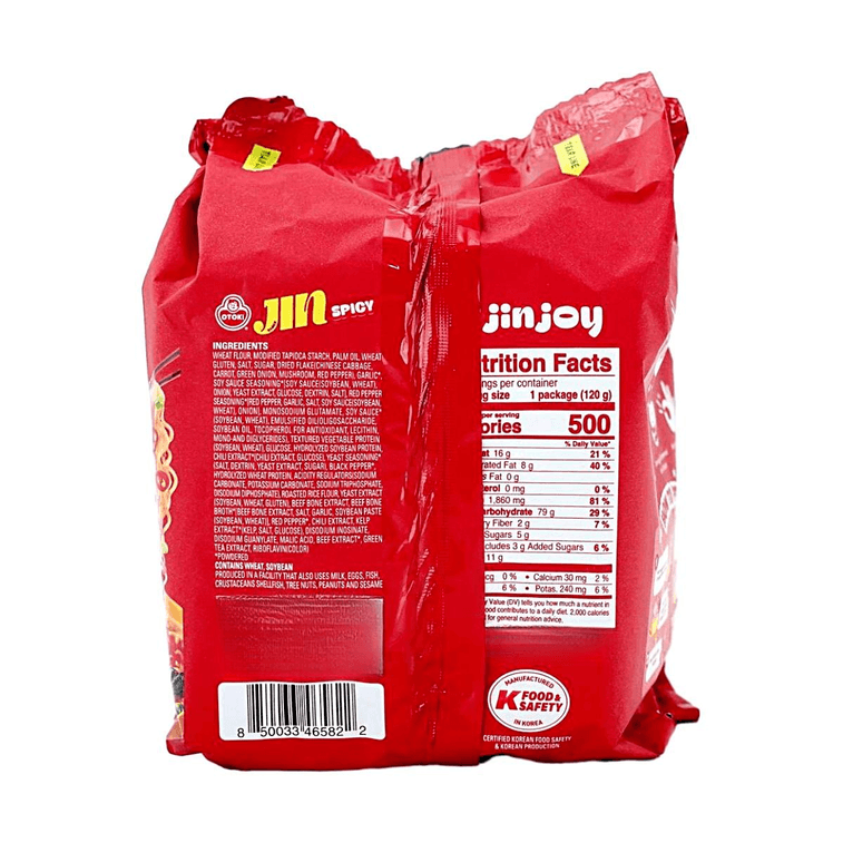 Spicy Jin Ramen - Korean Style Instant Noodles, Rich and Savory Beef Broth , 4 Pack 16.9 oz  14