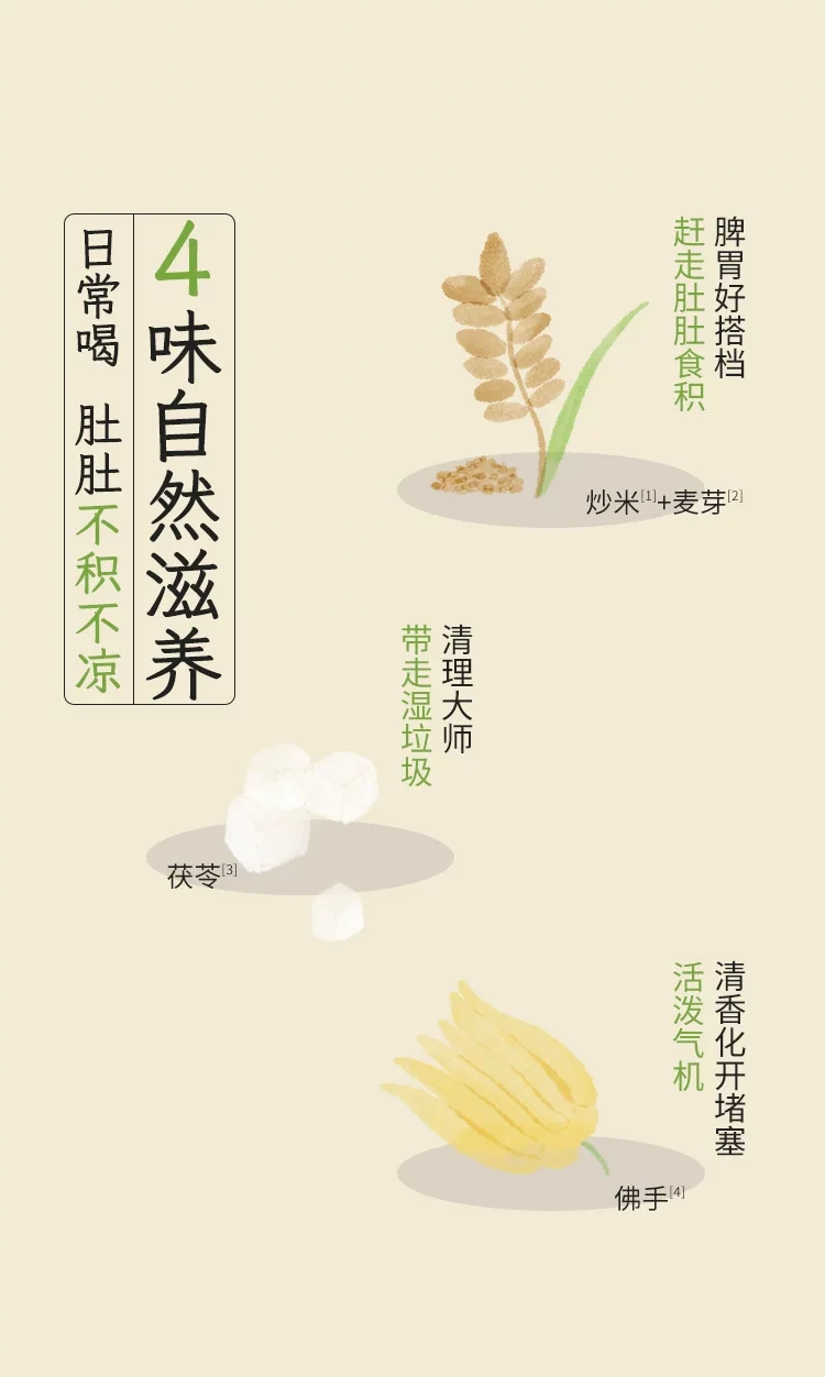 【中國直郵】 小羊森林 炒米茶 【炒米焦香+佛手果香】谷香入脾 適合小朋友喝的養生茶包 70g 1盒