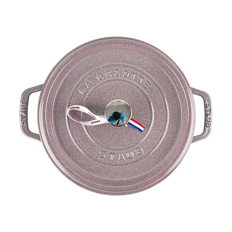 ラウンドダッチオーブン、コーティング鋳鉄製、両耳付き、4クォート、ライラック 4