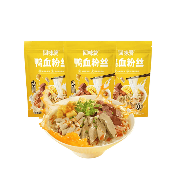 【中国直送】 回味赞 本格鴨血粉絲スープ 即席春雨 具材付き 199g×3袋