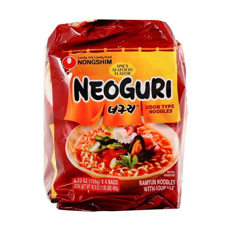 Neoguri Udon Ramen Instant Noodle Spicy Seafood Flavor, 4 Pack,16.9 oz 【BTS Jeon Jeongguk's Pick】 5