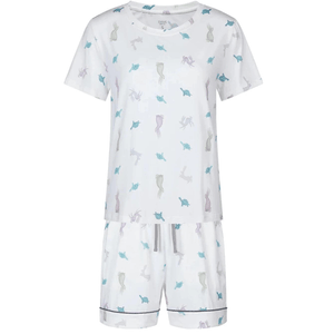 Nest Designs Womens Bamboo Jersey Short Sleeve PJ Set The Tortoise The Hare L