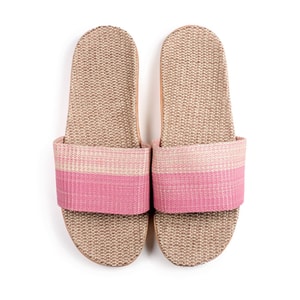 GINKGOHOME 日式榻榻米室內亞麻防滑拖鞋 粉紅色 (37-38 US 6-7)