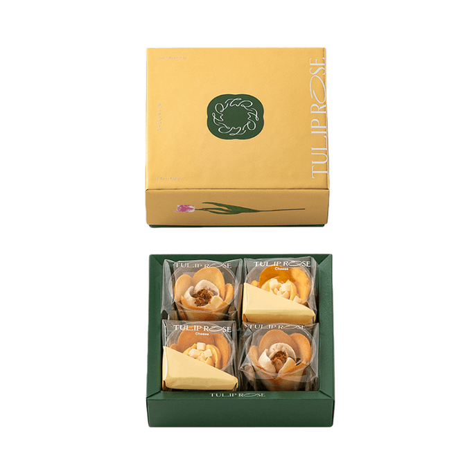 【日本直邮】 日本 TULIP ROSE 人气经典代表作 郁金香乳酪玫瑰夹心挞 芝士x黄油2种口味 4枚装