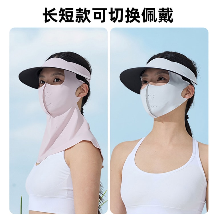 【中国直邮】 HSPM 冰丝全脸防晒面罩防紫外线脸基尼遮阳帽口罩 浅灰色 F 1个 3
