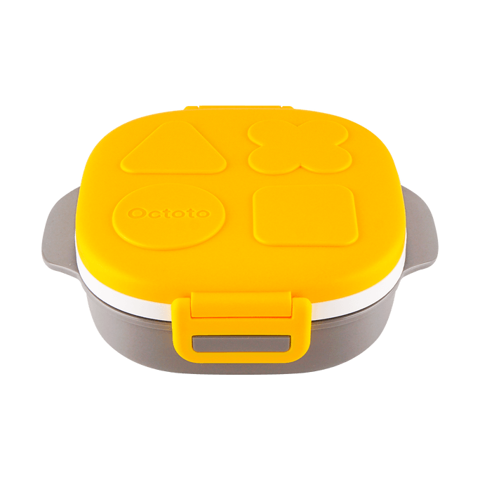 Stainless Steel Divided Lunch Box with Spoon & Fork For Kids and Baby Yellow