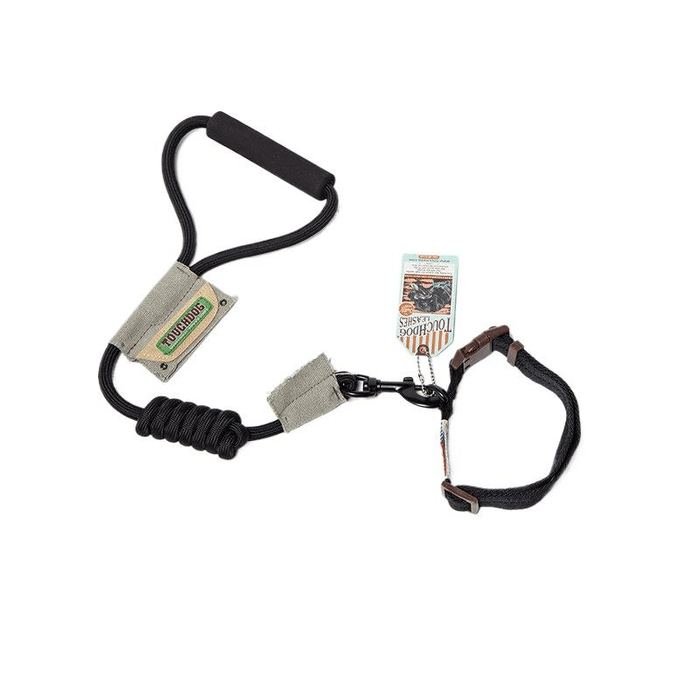 [중국 직배송] 일본산 터치독 강아지 목줄/리드줄 세트 - 편안한 착용감과 탈출 방지 - 블랙 목줄 + 리드줄 - 사이즈 S