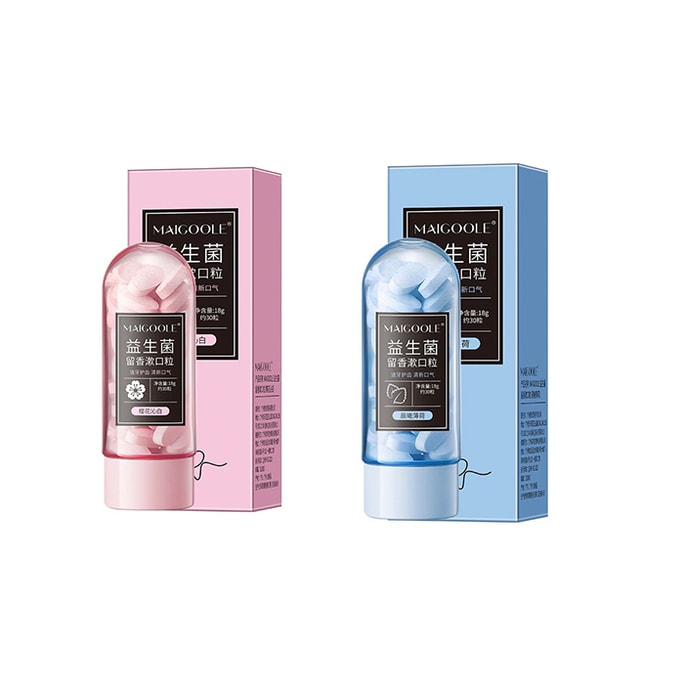Probiotic Breath Freshening Chewable Tablets Freshens Breath Eliminates Odors 1 Mint + 1 Cherry Blossom