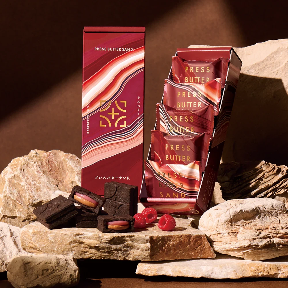 【日本直郵】 日本 press butter sand 新品 奢華樹莓巧克力夾心奶油餅乾 5個裝