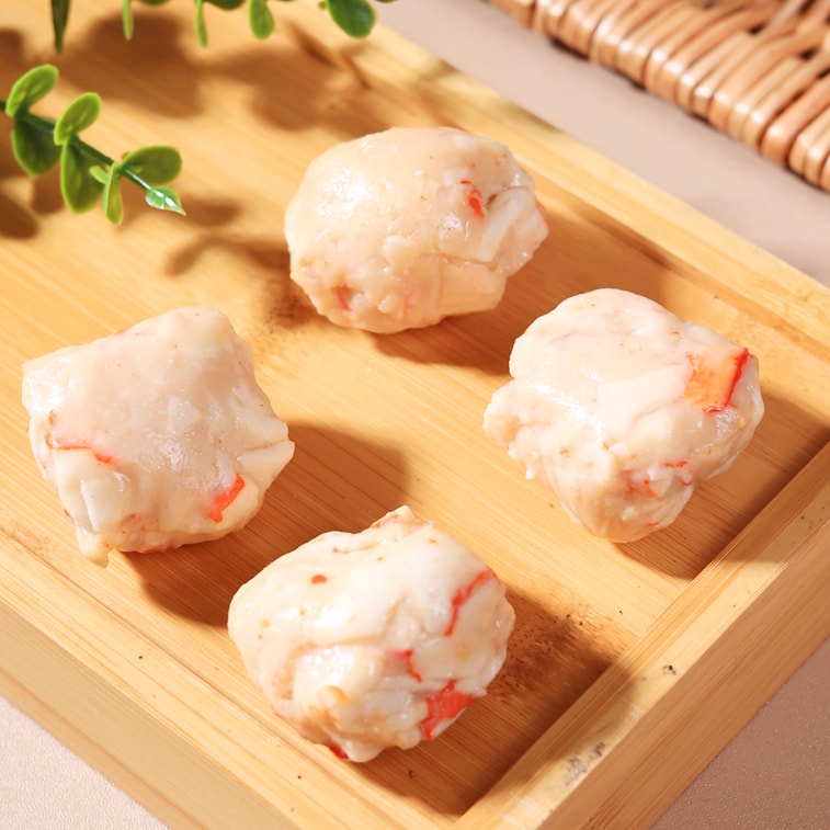 Fish roe ball Lobster flavor Hot pot meatballs QQ Low fat Cooked food Fish ball Seafood snack Dormitory snacks 200g 5