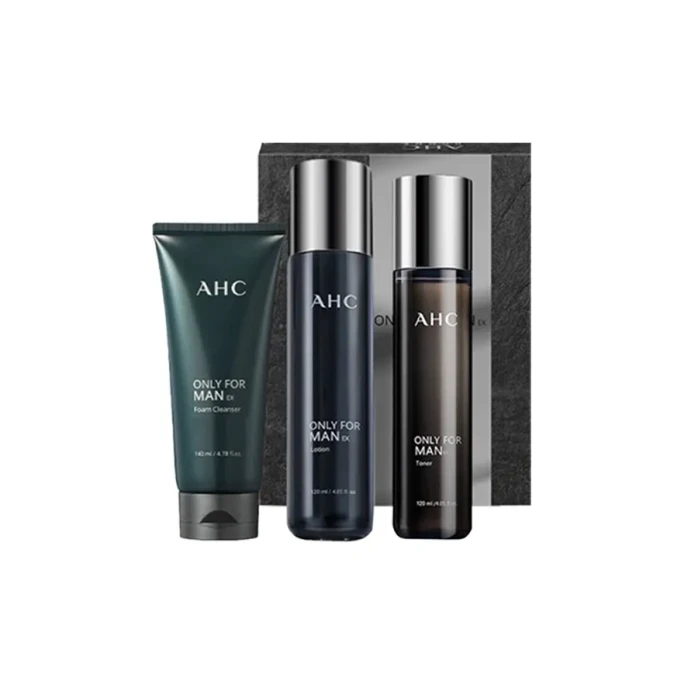 Men's Skincare Set - Toner 120ml + Lotion 120ml + Facial Cleanser 140ml 3-Piece Kit