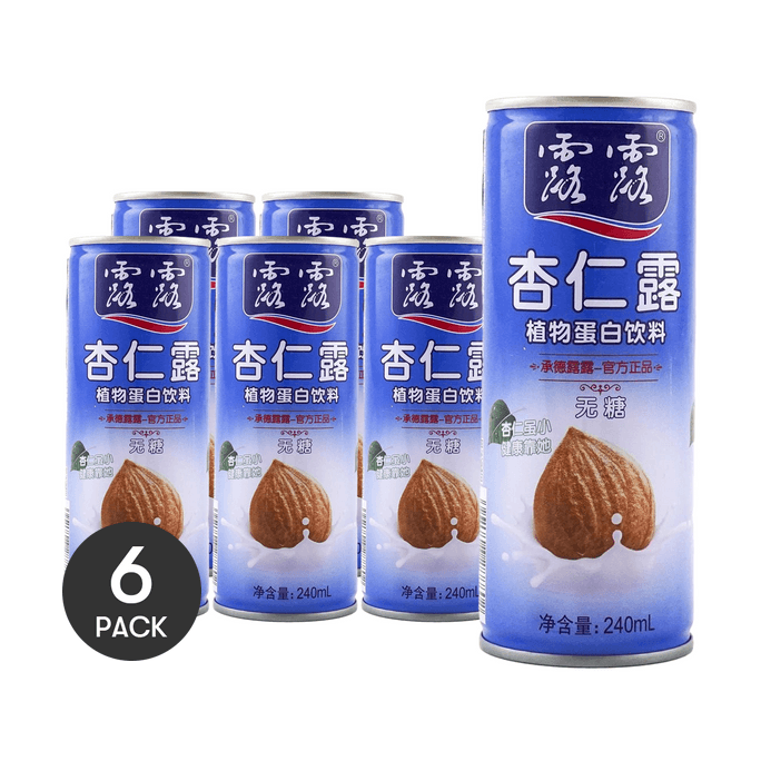 露露 杏仁露 植物蛋白饮料 无糖 240ml*6【6罐装】【童年经典】