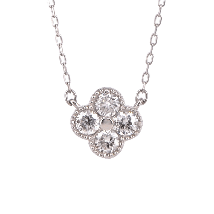 MALVACEAE||花朵形钻石吊坠项链 Pt铂金||40cm