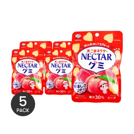 日本FUJIYA不二家 NECTAR 桃子味软糖 48g *5【5份超值装】【30%果汁含量】【爱心形状糖果】