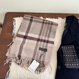 【中國直郵】 HSPM 羊毛格紋流蘇圍巾 學院風英倫百搭韓版圍巾 卡綠細格F 單條裝