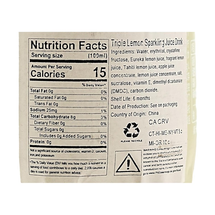 미니 과일 주스 탄산수, 트리플 레몬 맛, 6.76 fl oz *6【6개입】【저당】 7