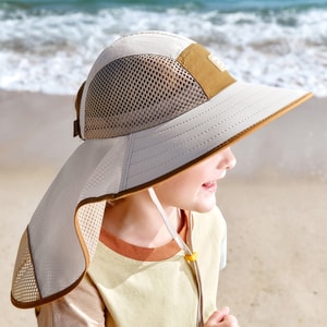 Kids Sun Hat UV Protection Boys Girls Large Brim Sunshade Cap Outdoor Essential Suitable For Head Circumference 52-56CM Adjustable Miqiu Warm Sun One