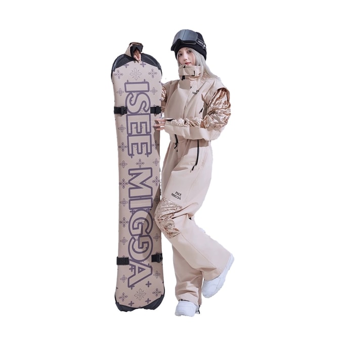 【中國直郵】 ISEEMIGGA 【絲絨絎縫】新款滑雪服女款套裝雙板修身裝備背帶褲 棕色M