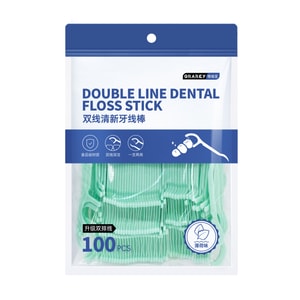  格瑞亚 双线清新牙线棒(薄荷味)100支/袋 便携牙线高效清洁 长效洁净【深层清洁牙缝、缓释清新因子口气更好】儿童成人都适用