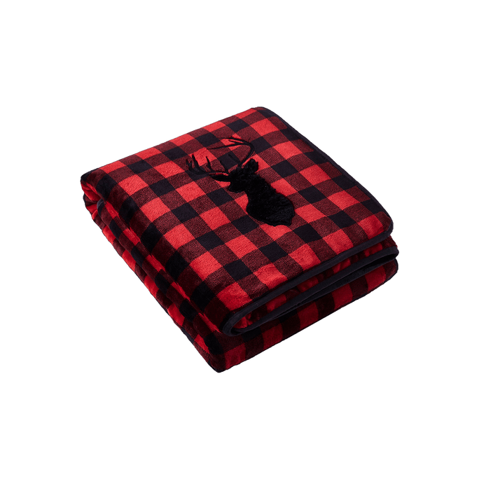REJUVE 披毯毛毯 室盖毯居家办公舒适保暖毯子 红黑格纹