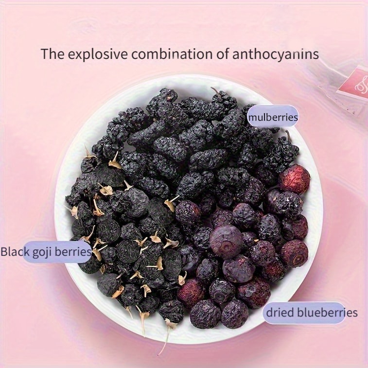 【Expédition directe du Canada】 Thé de myrtille, mûre et lyciet noir Sifanda 100g (5g x 20 sachets) - Une tasse pour une dose complète d'anthocyanes, thé revitalisant pour les noctambules, cadeau de fête, sachet de thé mélangé, thé aux fruits colorés, délicieux glacé. 5