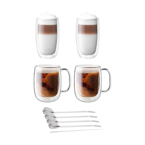 9-pc Mixed Set: Coffee mugs/Latte Mugs & Spoon Straws