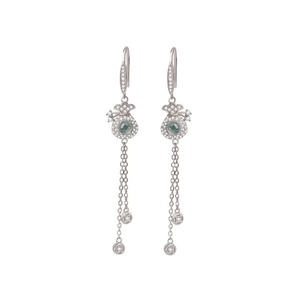 Palace New Pure Silver Jade Earrings Earrings Earrings Tassel Jade Lucky Bag 59 * 8mm