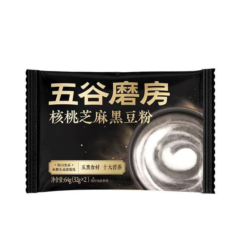 五谷磨房 核桃芝麻粉五黑豆漿粉營養早餐即食獨立裝64g*3袋共6條裝