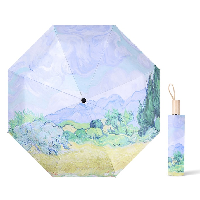 Folding Umbrella Sunny Rainy Black Rubber Sunscreen UV Protection Tree