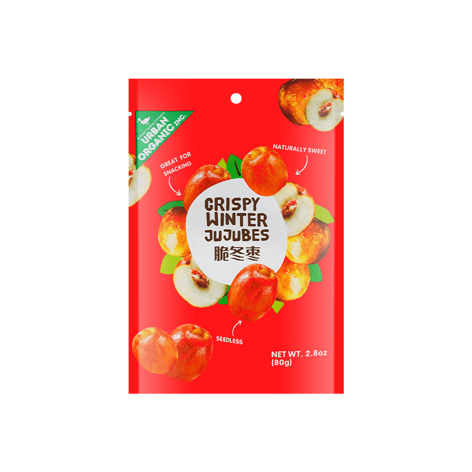 Crispy Winter Jujubes - All-Natural Sweet Fruit Snack, Seedless, 2.82oz