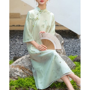 New Republic Of Printed Improved Cheongsam Dress With Bamboo Shadow S