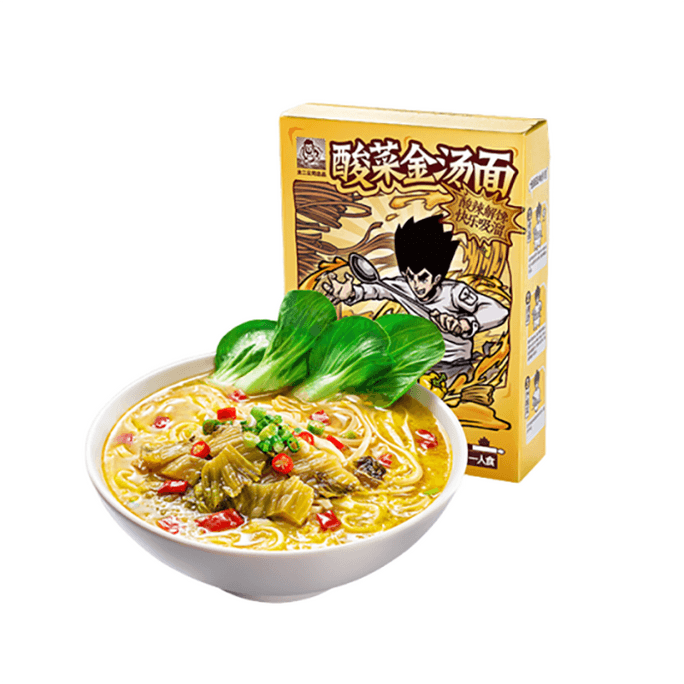 【中國直郵】 太二 酸菜金湯麵 酸辣半乾鮮麵 非油炸方便宵夜速食待煮拉麵【酸辣解饞 快樂吸溜】 220g/2盒