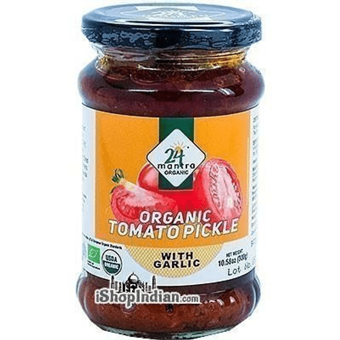 Organic Tomato Pickle With Garlic, 10.58 oz Bottle