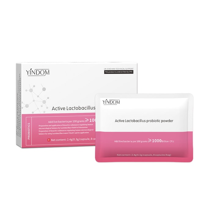 Active Lactobacillus Probiotic Powder 8 capsules/box, antibacterial and moisturizing probiotic capsules for women's gynecological intimate care.