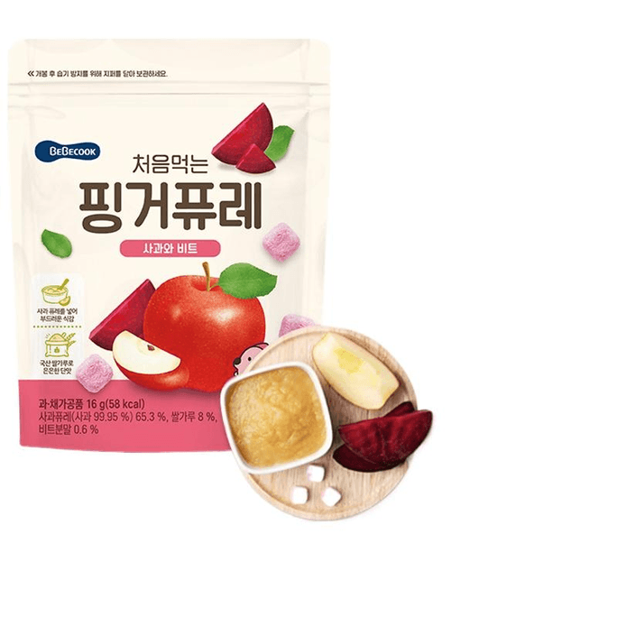 【中国直送】BeBecook 水溶性豆 子供用スナック 溶けて飲みやすい プロバイオティクス添加 アップルビート味 16g*1袋