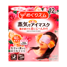 MegRhythm Gentle Steam Warming Eye Mask, Rose, 12 Sheets