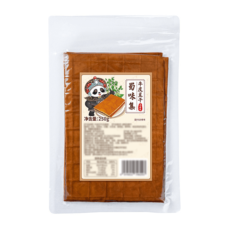 蜀味集 牛皮豆干五香味手工四川特产卤香豆腐干即食薄豆皮 可开袋即食可蘸辣椒凉拌火锅烧烤炒菜豆制品食材 250g 9