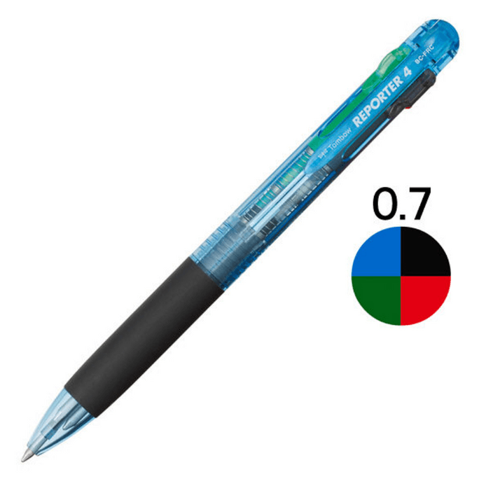 Four-color ballpoint pen, 0.7mm, transparent blue, BC-FRC40
