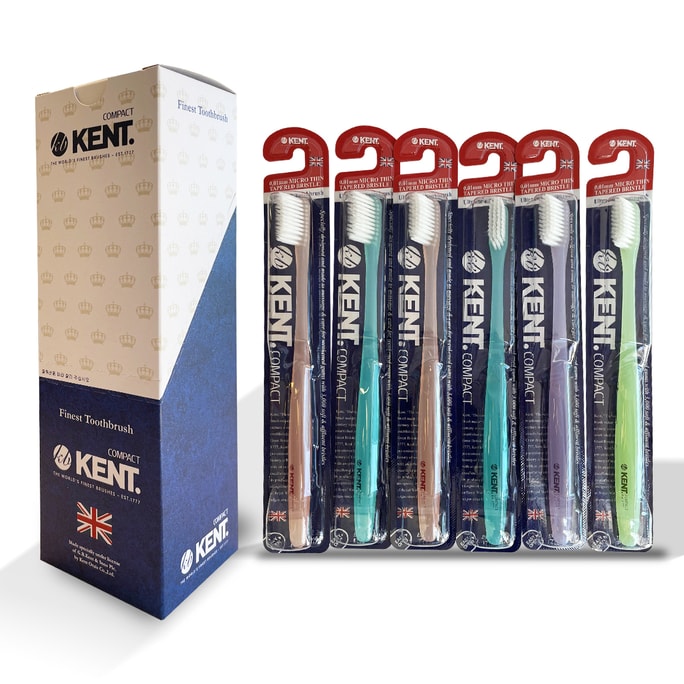KENT ORALS USA Compact Toothbrushes 5 Star Reviews for the Softest Bristles / 1 Box / 6 Piece