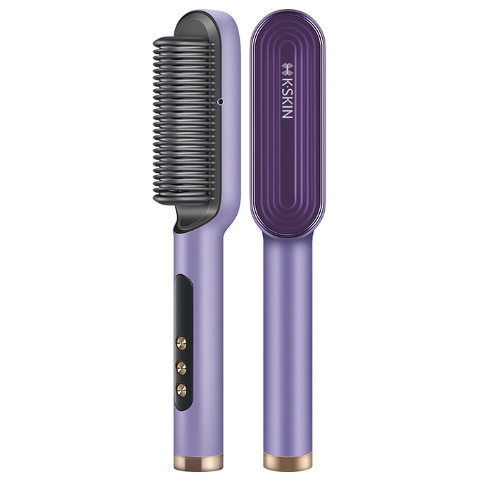 K·SKIN   Curling Iron Hot Comb 2 in 1   Multi Function Hair Curler & Straightener Brush Purple   1 pcs
