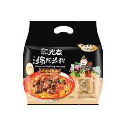 Guangyou Mian Yang Beef Rice Noodles - 4 Packs, 19.04oz