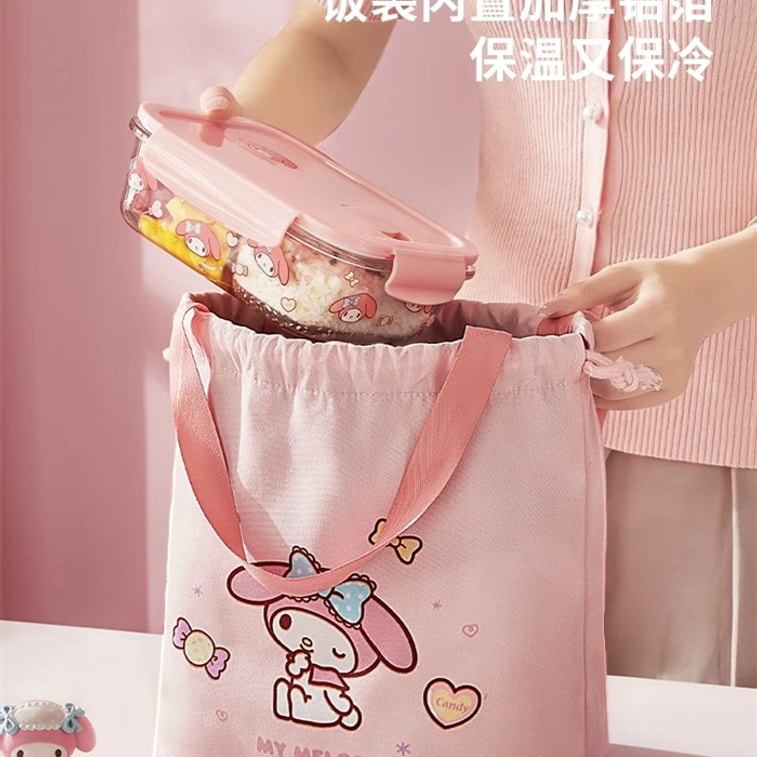 Glass Lunch Box Microwave Bowl Bento Strap 1000ml/Box 3