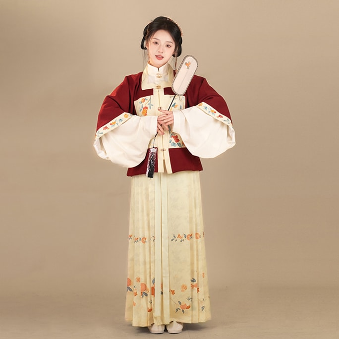 New Ming Style Printed Horse Face Skirt With Standing Collar And Embroidered Hanfu Set Zhu Zhan S