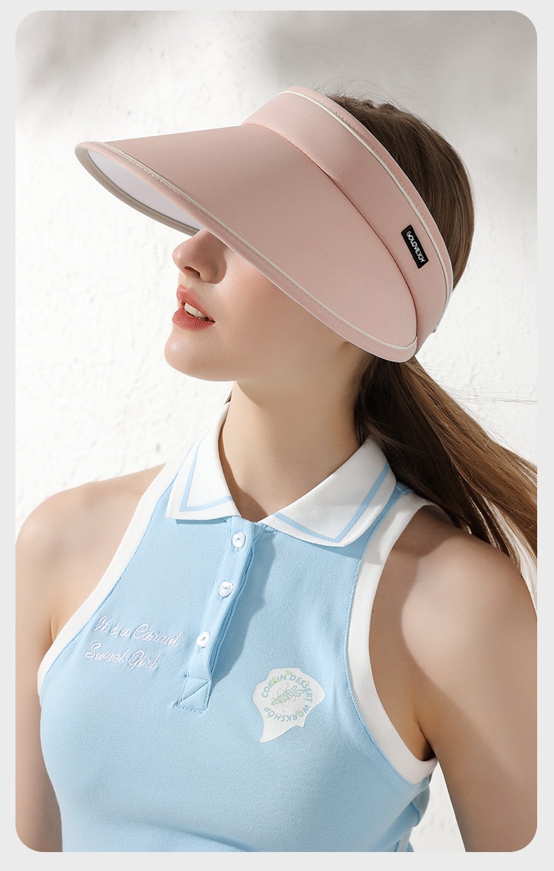  GoloveJoy 女士空頂帽 奶茶杏一頂 夏季戶外防曬 加大帽簷 可調式帽圍