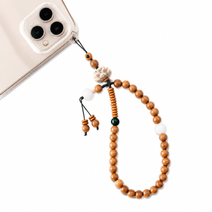 Mini Diamond Buddha Lotus Pendant – Anti-Loss Wrist Strap & Phone Lanyard  Handmade Prayer Beads Accessory